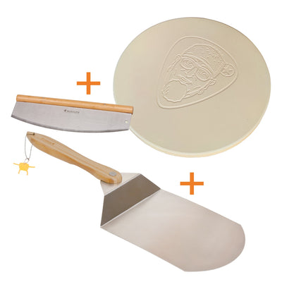 Pizza bundle with Stefan Marquard Edition pizza stone, pizza cutter & pizza server