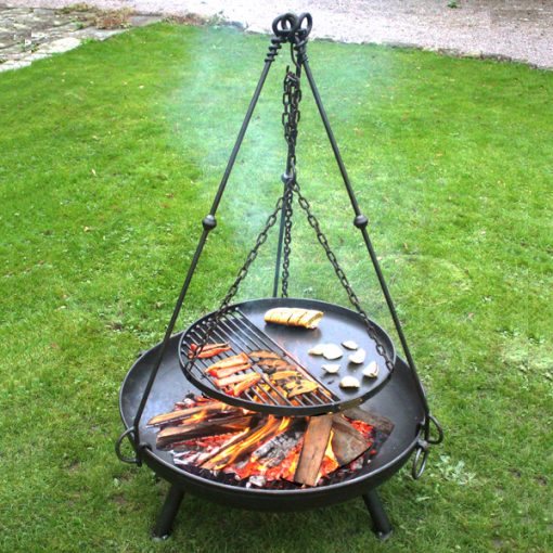 90cm With Log Removable Swing, Tripod Crystal Fire Pit Cooker